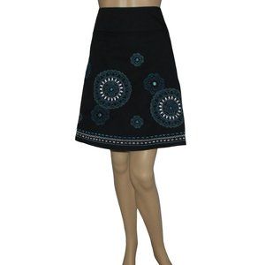 Heart Soul Skirt Juniors 7 Black Embroidered Boho a-line Mini blue turquoise